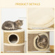 PawHut Cat Scratching Barrel Kitten Tree Tower for Indoor Cats Pet Furniture Climbing Frame Covered with Sisal and Seaweed Rope 