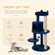 PawHut 104 cm Cat Tree, Cat Condo Tree Tower, Cat Activity Centre with Scratching Posts, Plush Perches, Hanging Ball - Blue