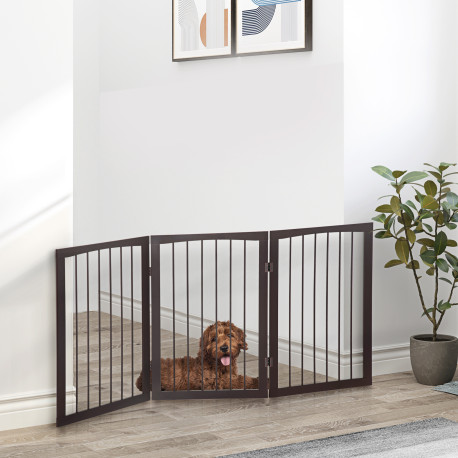 PawHut Folding 3 Panel Pet Gate Wooden Foldable Dog Fence Indoor Free Standing Safety Gate Portable Separation Pet Barrier Guard