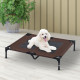 PawHut Large Raised Dog Bed Cat Elevated Lifted Cooling Portable Camping Basket Outdoor Indoor Mesh Pet Cot Metal Frame Brown