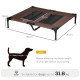 PawHut Large Raised Dog Bed Cat Elevated Lifted Cooling Portable Camping Basket Outdoor Indoor Mesh Pet Cot Metal Frame Brown