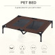 PawHut Large Raised Dog Bed Cat Elevated Lifted Cooling Portable Camping Basket Outdoor Indoor Mesh Pet Cot Metal Frame Brown