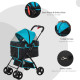 PawHut Dog Pram Dog Stroller Pet Pushchair Foldable with Brake, Cupholder, Safety Leash, for Miniature Dogs