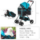 PawHut Dog Pram Dog Stroller Pet Pushchair Foldable with Brake, Cupholder, Safety Leash, for Miniature Dogs