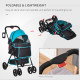 PawHut Dog Pram Dog Stroller Pet Pushchair Foldable with Brake, Cupholder, Safety Leash, for Miniature Dogs