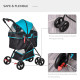 PawHut Dog Pram Dog Stroller Pet Pushchair Foldable with Brake, Cupholder, Safety Leash, for Miniature Dogs