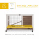 PawHut Wooden Guinea Pig Hutch, 2-Floor Bunny Cage w/ Enclosed Run Area, Brown