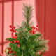 5ft Pencil Artificial Christmas Tree with Realistic Branches, Red Berries, Auto Open, Green