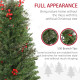 5ft Pencil Artificial Christmas Tree with Realistic Branches, Red Berries, Auto Open, Green