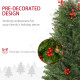 5ft Pencil Artificial Christmas Tree with Realistic Branches, Red Berries, Auto Open, Green