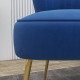 Set of 2 Accent Chairs, Upholstered Living Room Chairs with Gold Tone Steel Legs, Wingback Armless Chairs, Dark Blue