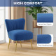 Set of 2 Accent Chairs, Upholstered Living Room Chairs with Gold Tone Steel Legs, Wingback Armless Chairs, Dark Blue