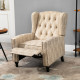 Chesterfield-Style Reclining Armchair - Beige