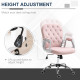 Vinsetto Office Chair, Swivel Desk Chair, Velvet Vanity Chair with Adjustable Height and Rolling Wheels for Home Work Study, Pin