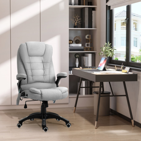 Vinsetto Office Chair, Ergonomic Desk Chair with 6-Point Massage and Back Heated, Linen-Feel Fabric Computer Gaming Chair with A