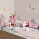 ZONEKIZ 4PCs Kids Bedroom Furniture Set with Bed, Toy Box Bench, Dressing Table and Stool, Princess Themed, for 3-6 Years Old, P