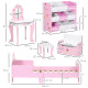 ZONEKIZ 5PCs Kids Bedroom Furniture Set with Bed, Toy Box Bench, Storage Unit, Dressing Table and Stool, Princess Themed, for 3-