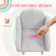 ZONEKIZ Kids Armchair Toddler Sofa Children Chair with Arm Rest, Wooden Frame, Velvet, PP Legs, Cloud Shape, for Ages 1.5-3 Year