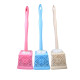 50cm Bathroom Toilet Brush with Lace Style Plastic Holder - Random Colour