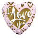 I Love You Matt Gold &amp; Pink Heart Balloon (18 inch)