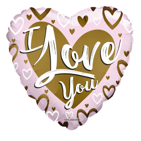 I Love You Matt Gold & Pink Heart Balloon (18 inch)