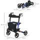 4 Wheel Rollator with Seat and Back, Folding Mobility Walker with Carry Bag, Adjustable Height, Dual Brakes, Cane Holder, Lightw