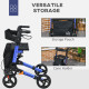 4 Wheel Rollator with Seat and Back, Folding Mobility Walker with Carry Bag, Adjustable Height, Dual Brakes, Cane Holder, Lightw