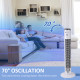 38&#039;&#039; Freestanding Tower Fan, 3 Speed 3 Mode, 12h Timer, 70 Degree Oscillation, LED Panel, 5M Remote Controller, White