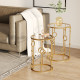 Round Coffee Tables Set of 2, Gold Nesting Side End Tables with Tempered Glass Top, Steel Frame for Living Room, Gold