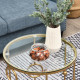 Round Coffee Tables Set of 2, Gold Nesting Side End Tables with Tempered Glass Top, Steel Frame for Living Room, Gold