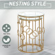 Round Coffee Tables Set of 2, Gold Nesting Side End Tables with Tempered Glass Top, Steel Frame for Living Room, Gold