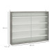 5-Tier Wall Display Shelf Unit Cabinet w/ 4 Adjustable Shelves Glass Doors Home Office Ornaments 60x80cm Grey Wood Grain