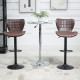 Bar Stools Set of 2 Adjustable Height Swivel Bar Chairs in PU Leather with Backrest &amp; Footrest, Brown