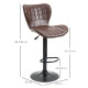 Bar Stools Set of 2 Adjustable Height Swivel Bar Chairs in PU Leather with Backrest &amp; Footrest, Brown