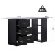 Computer Desk, Writing Table, PC Workstation with 3 Storage Shelves and Drawers, Silver Handle, for Home Office, Black