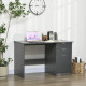 Computer Desk with Drawers, High Gloss Home Office Desk with Storage Cabinet, Study Workstation, 120 x 60cm, Grey