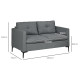 Two-Seater Sofa, with Steel Legs - Grey