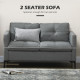 Two-Seater Sofa, with Steel Legs - Grey