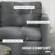 Two-Seater Sofa, with Steel Legs - Grey