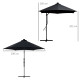 Outsunny 3(m) Garden Parasol Cantilever Umbrella with Solar LED, Cross Base and Waterproof Cover, Black