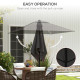 Outsunny 215cm Square Canopy Parasol, with Contrast Piping - Grey/Red