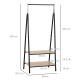 Clothes Rail, Freestanding Metal Clothes Rack with 2 Tier Storage Shelves for Bedroom and Entryway, 64 x 42.5 x 149 cm, Black Fr