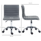 Adjustable Swivel Office Chair with Armless Mid-Back in PU Leather and Chrome Base - Dark Grey