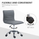 Adjustable Swivel Office Chair with Armless Mid-Back in PU Leather and Chrome Base - Dark Grey