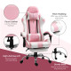 Vinsetto Pink Computer Gaming Chair, Desk Chair with 135° Reclining Back and Retractable Footrest, Adjustable PU Leather Lumbar 