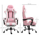 Vinsetto Pink Computer Gaming Chair, Desk Chair with 135° Reclining Back and Retractable Footrest, Adjustable PU Leather Lumbar 