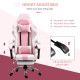 Vinsetto Pink Computer Gaming Chair, Desk Chair with 135° Reclining Back and Retractable Footrest, Adjustable PU Leather Lumbar 