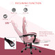 Vinsetto Pink Computer Gaming Chair, Desk Chair with 135° Reclining Back and Retractable Footrest, Adjustable PU Leather Lumbar 