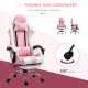 Vinsetto Pink Computer Gaming Chair, Desk Chair with 135° Reclining Back and Retractable Footrest, Adjustable PU Leather Lumbar 