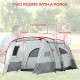 Outsunny 6-8 Person Tunnel Tent, Camping Tent with Bedroom, Living Room, Sewn-in Floor, 3 Doors and Carry Bag, 2000mm Water Colu